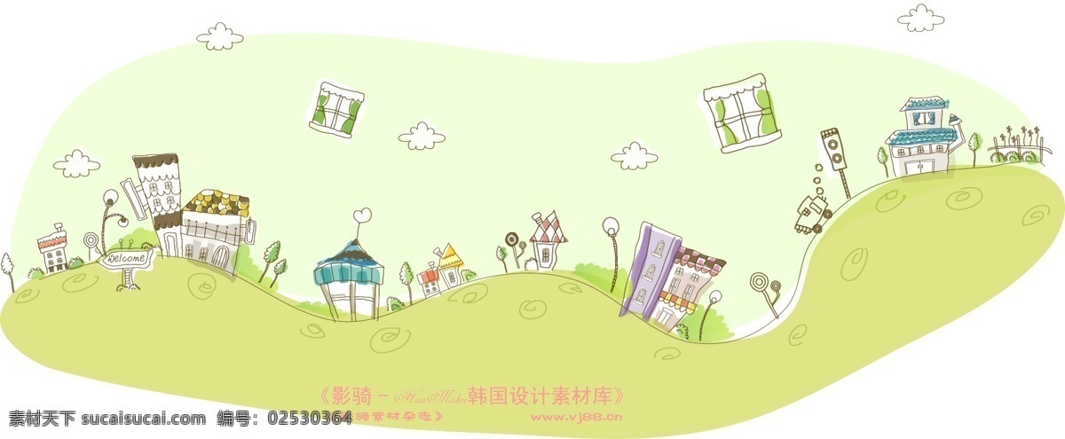城市 风景 hanmaker 韩国 设计素材 库 城市风景 卡通 漫画 手绘 矢量图 建筑家居