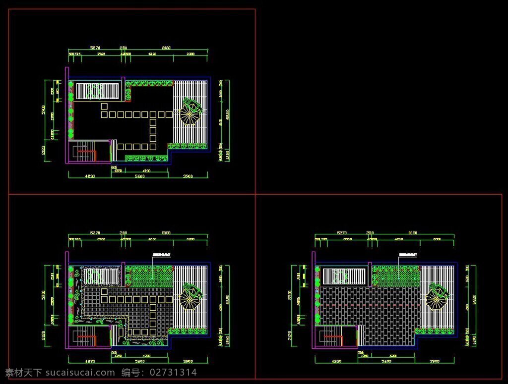 别墅 屋顶花园 施工图 园林 施工 花园 dwg 黑色