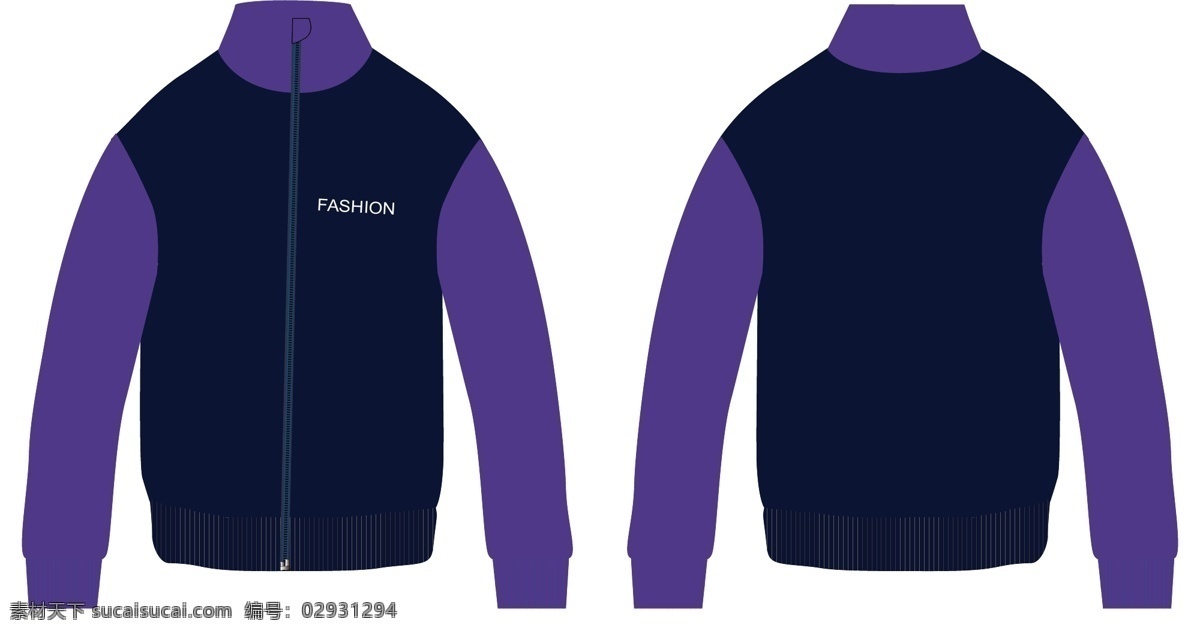 原创 服装设计 紫色 流行 拼接 工作服 卫衣 外套