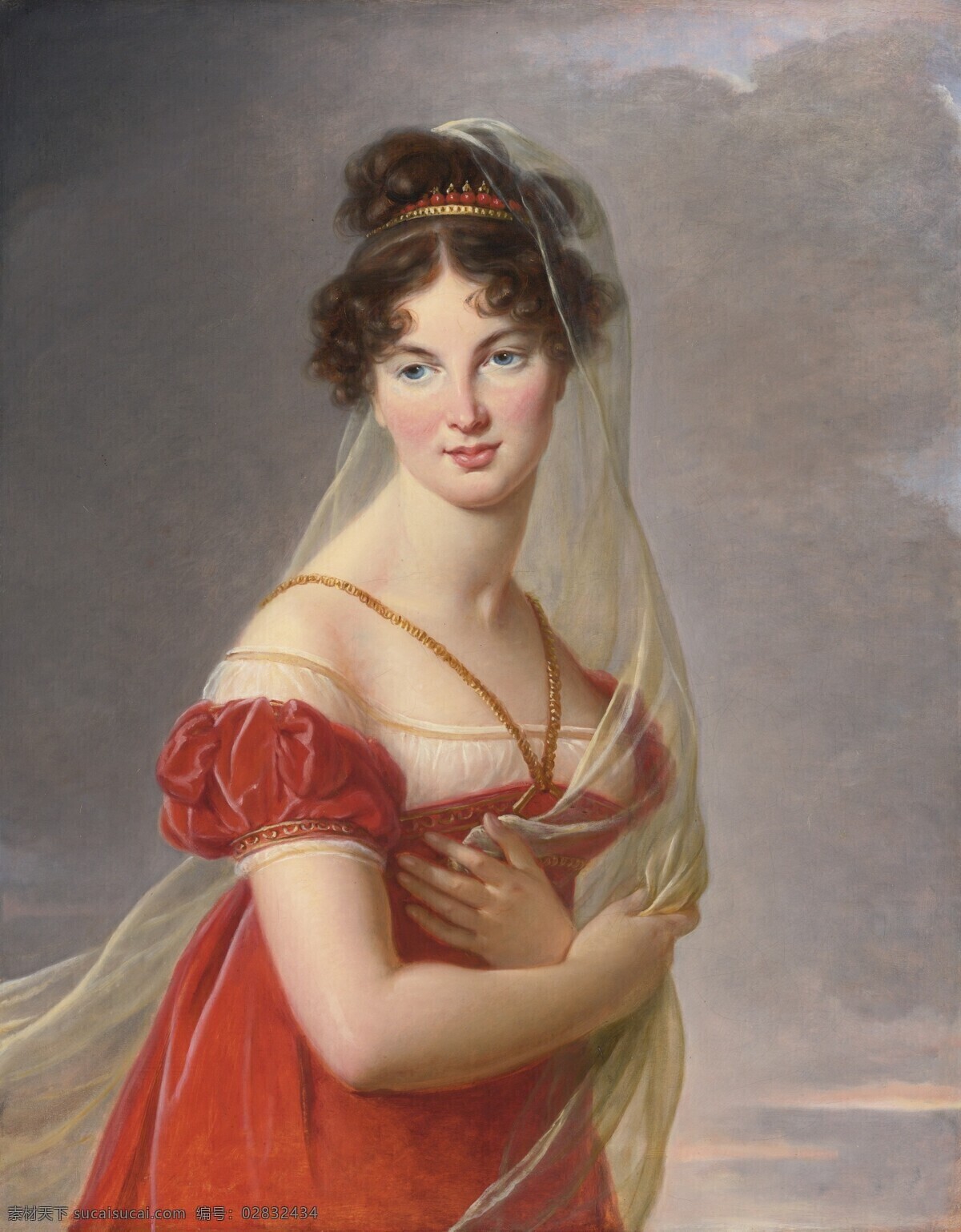 贵妇 半身画像 贵族之家 天空 少妇 19世纪油画 油画 绘画书法 文化艺术
