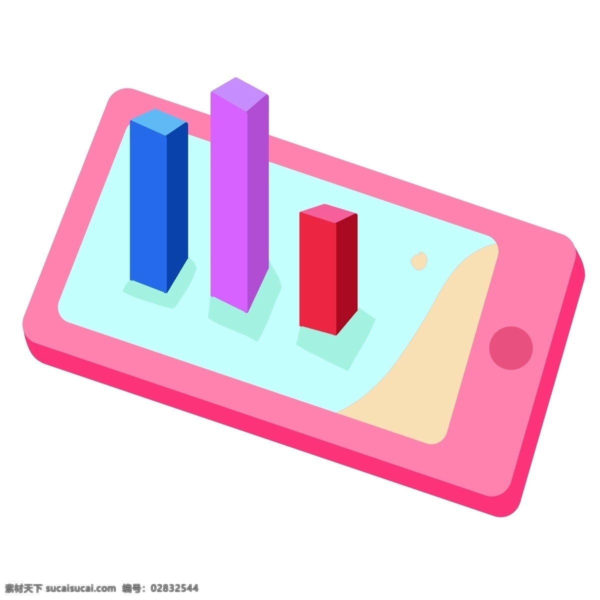 d 扁平化 彩色 图表 2.5d图表 扁平化图表 立体图表 粉色的手机 彩色的图表 分析图表 漂亮的图表