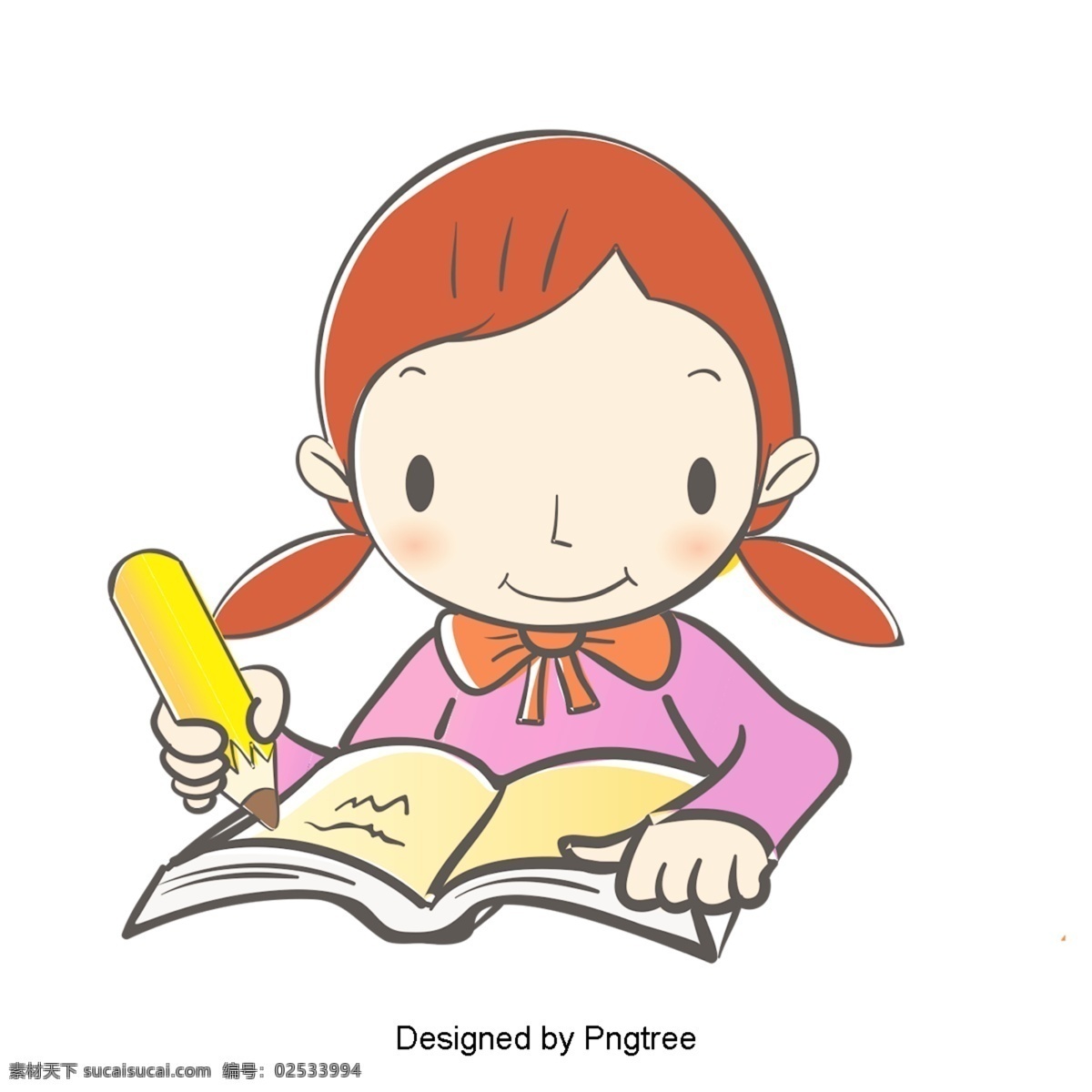 卡通 手绘 学生 学习 可爱 学校 铅笔 书 颜色 简单 课堂