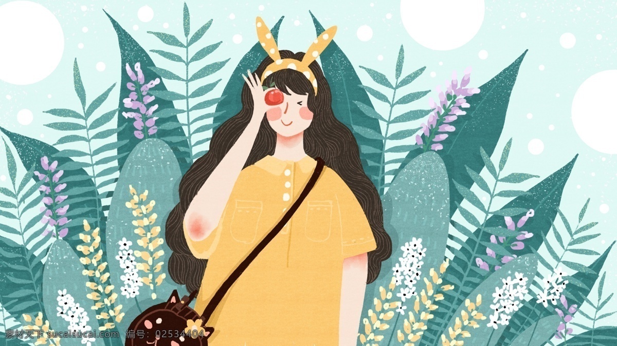 小 清新 你好 早安 可爱 女孩 植物 小清新 可爱女孩 绿植 壁纸 唯美 你好早安 背景 配图