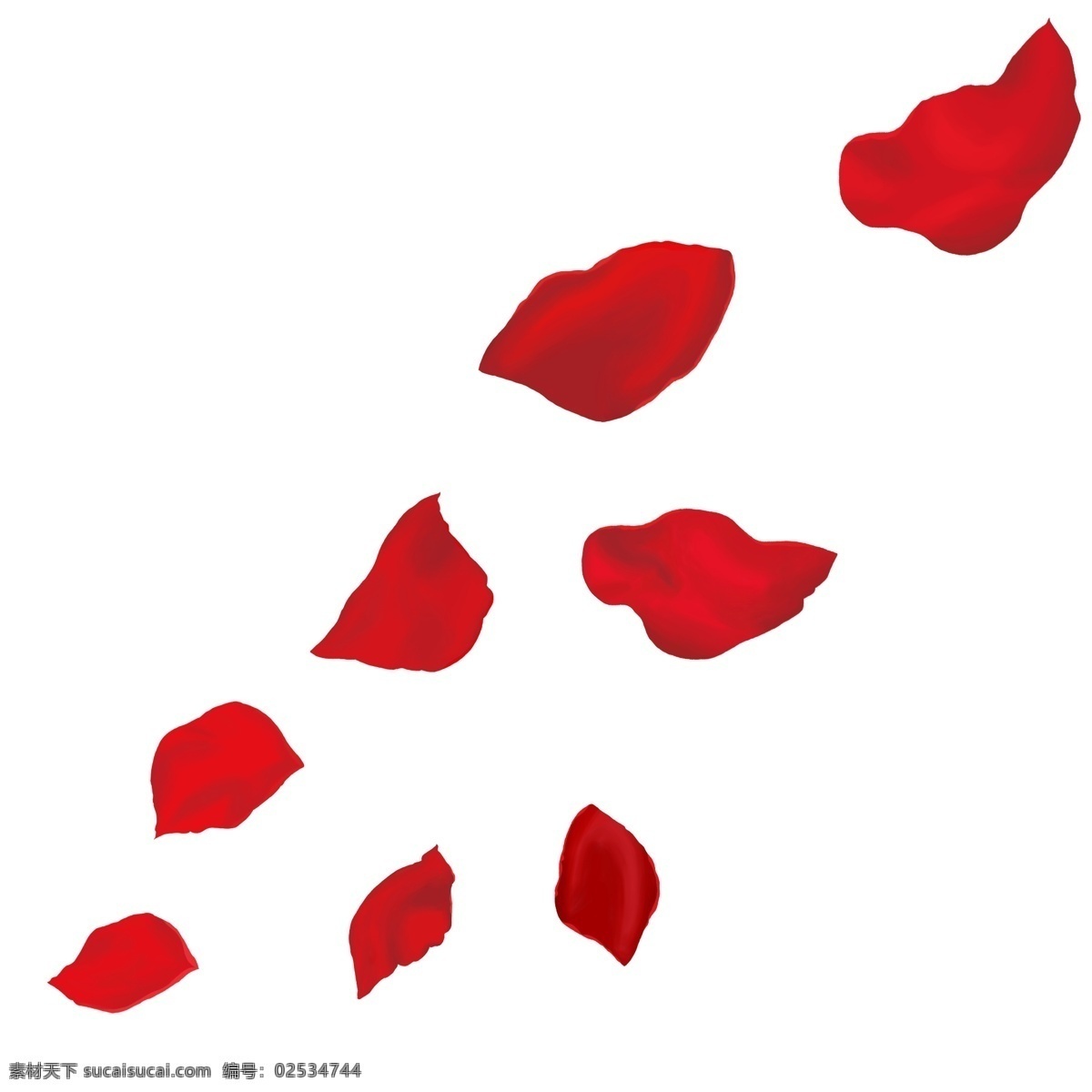 红色 玫瑰 花瓣 漂浮 海报 banner 手账 漂浮图案