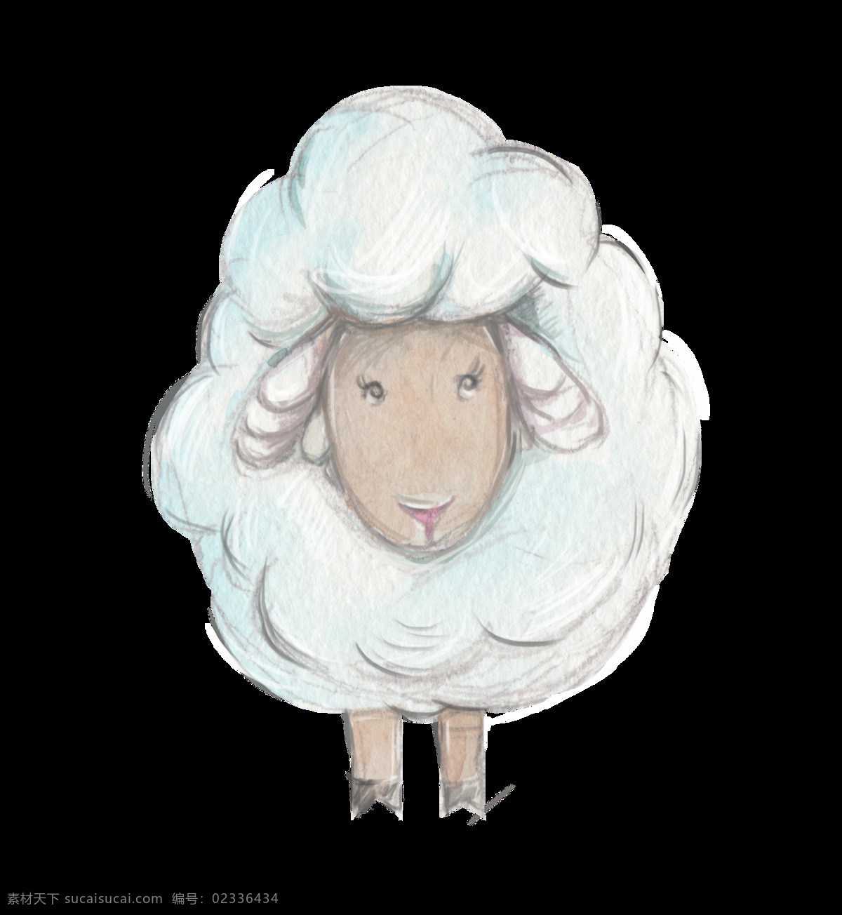 卡通 绵羊 透明 装饰 图案 设计素材 抠图专用
