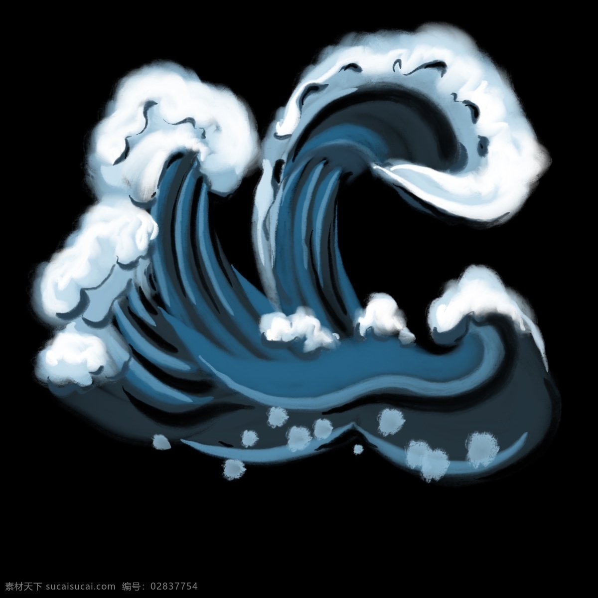 卡通 蓝色 海浪 插图