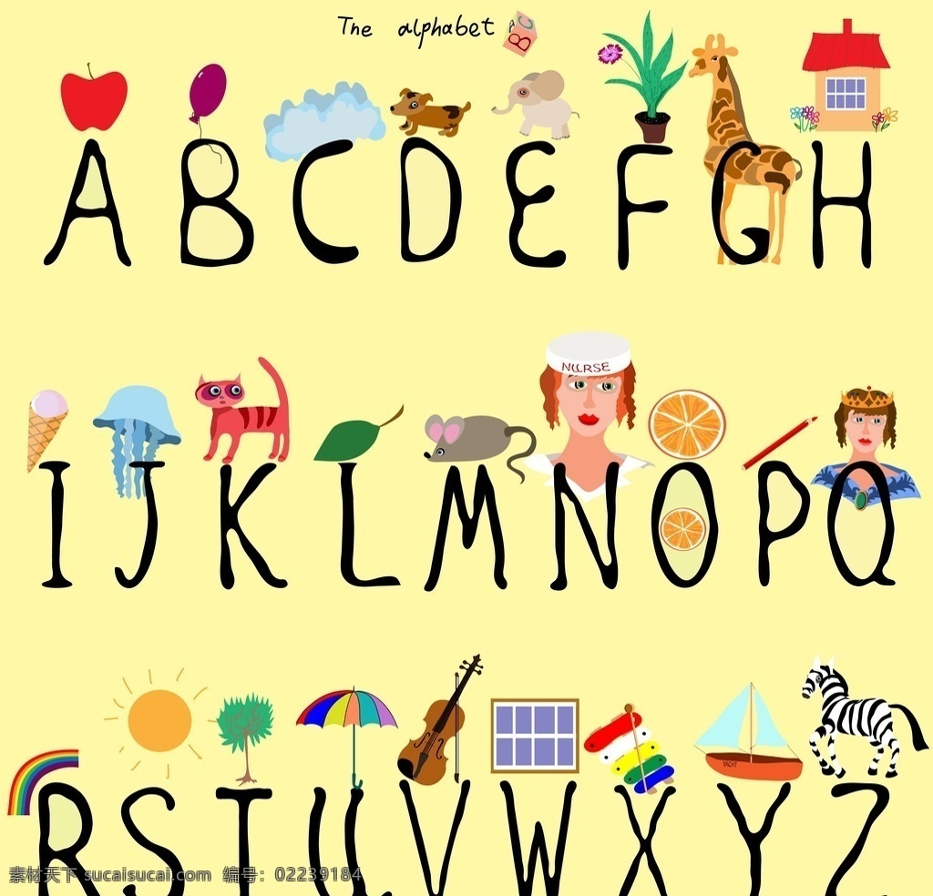 卡通字母 字母表 字母设计 英文字母 动物 手写 字母 英语字母表 英文 拼音 创意字母 时尚字母 时尚 手绘字母 装饰 字母主题 矢量