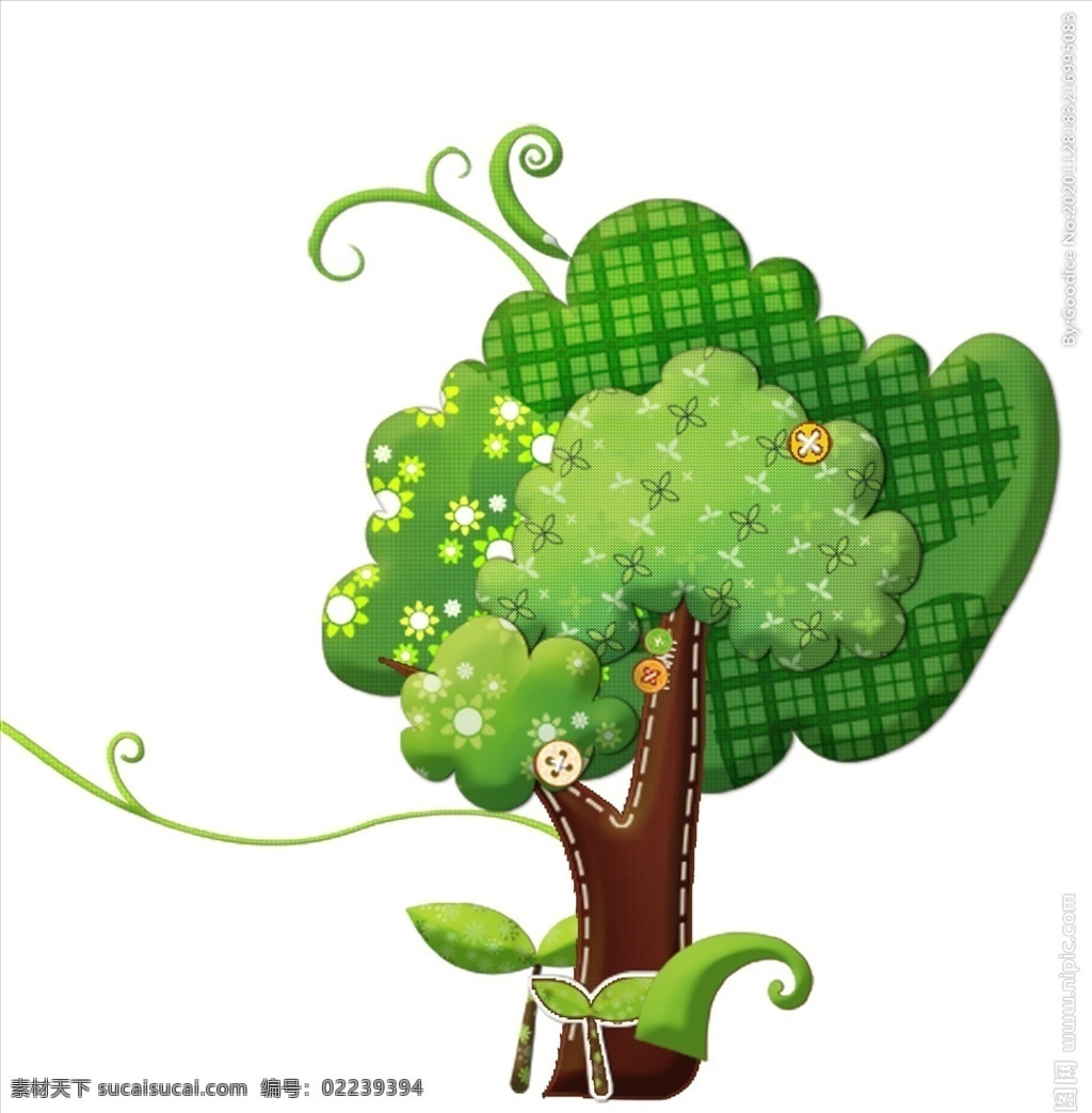 绿色 卡通 小树 绿色树 卡通树 绿叶 树木 高大树