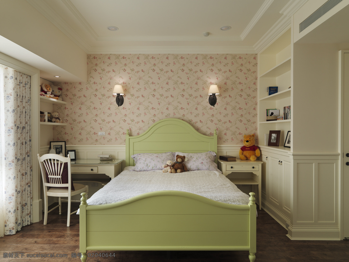 小 清新 卧室 效果图 北欧 软装效果图 室内设计 展示效果 房间设计家装 家具