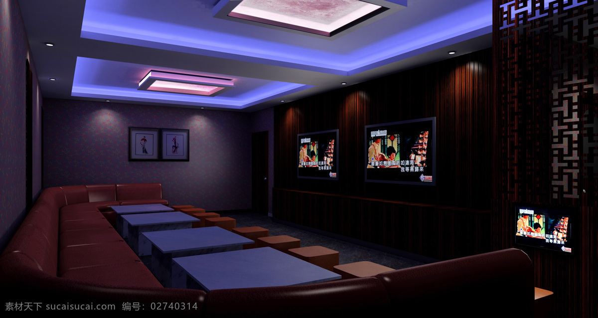 包厢 3d设计 ktv 室内设计 装修 3d模型素材 其他3d模型