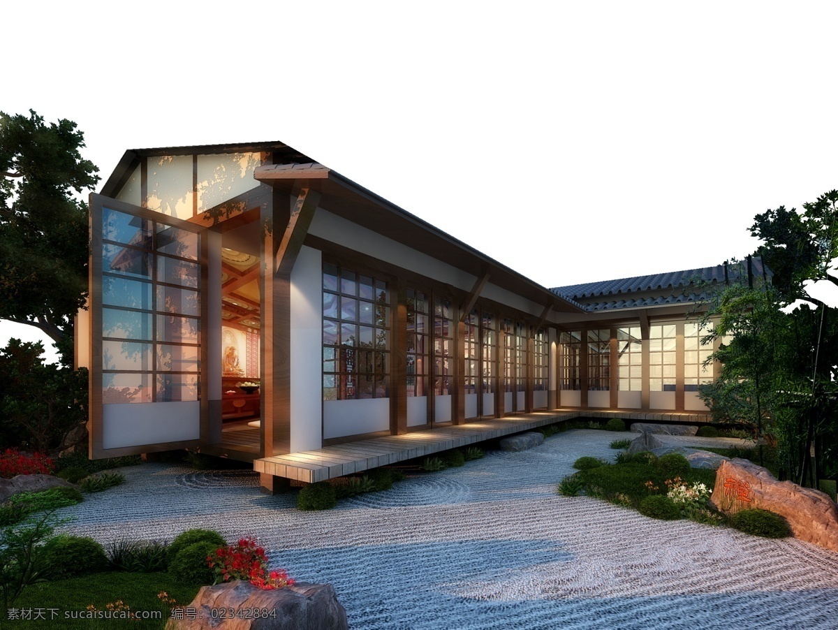 中式庭院 庭院 景观 中式 园林 名宿 3d设计 3d作品