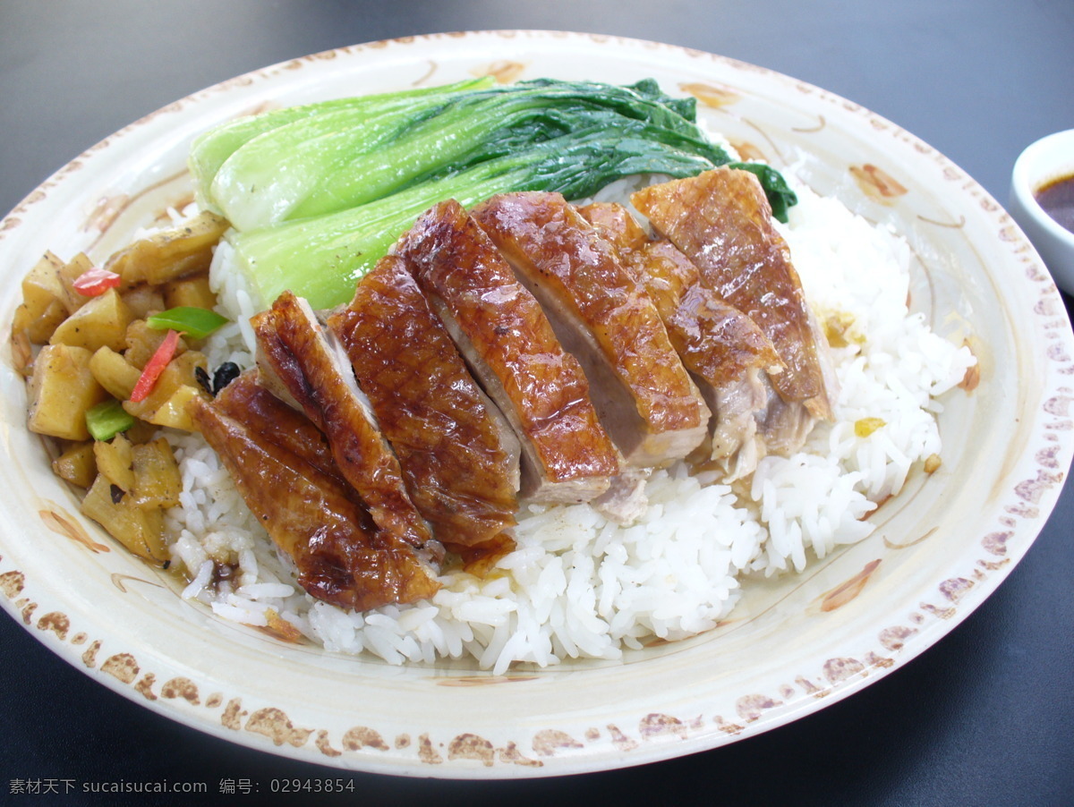 烧鸭 饭 餐饮美食 传统美食 盖浇饭 简餐 快餐 萝卜干 米饭 青菜 烧鸭饭 套餐 粤菜简餐 psd源文件 餐饮素材