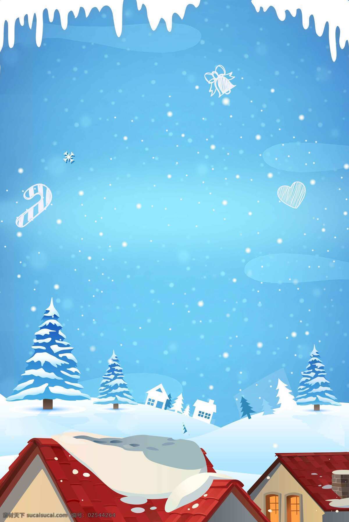 浪漫 雪花 村庄 背景 广告 海报 山林 唯美 温馨