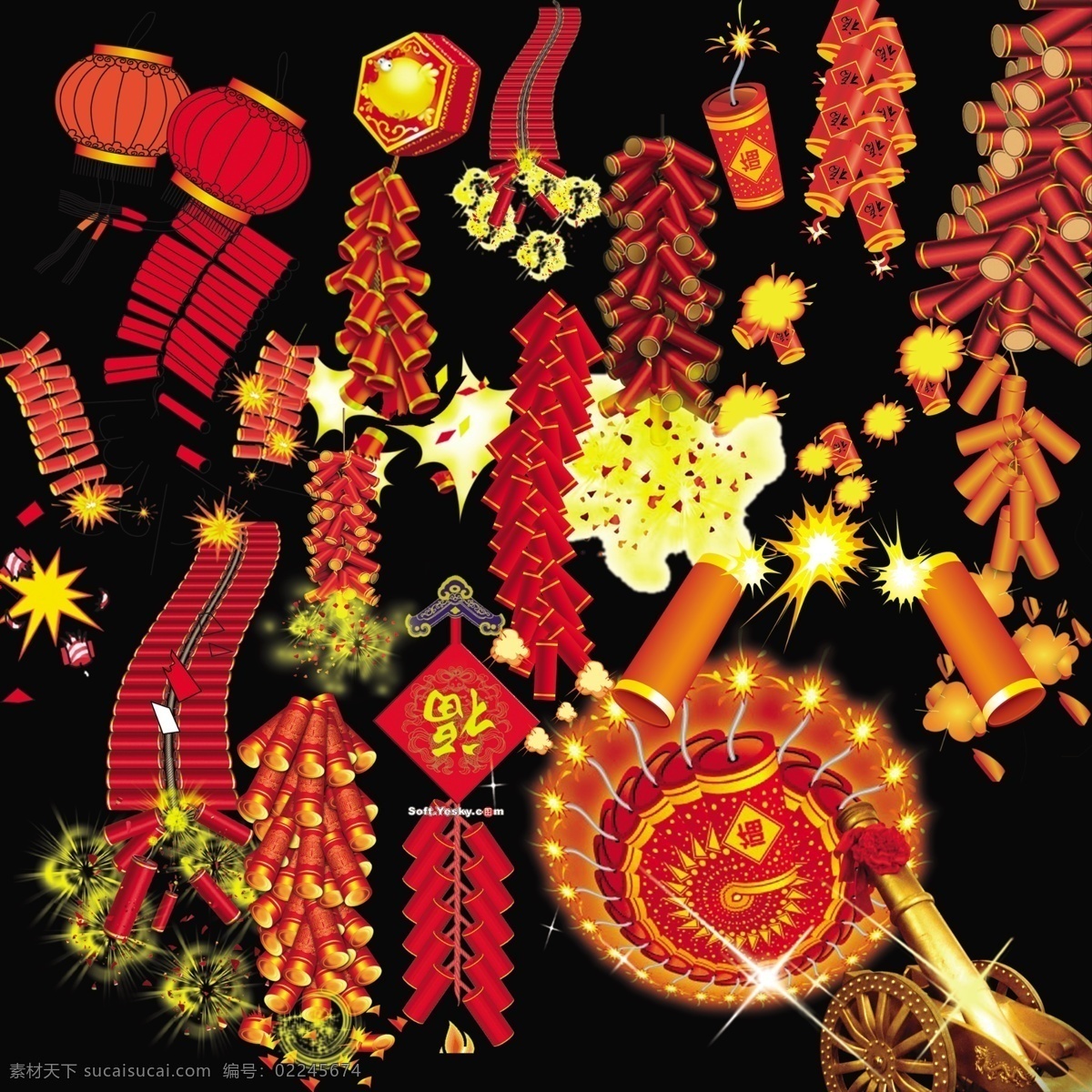 新年 爆竹 鞭炮 春节 灯笼 福字 礼炮 新年素材 节日素材 2015 元旦 元宵