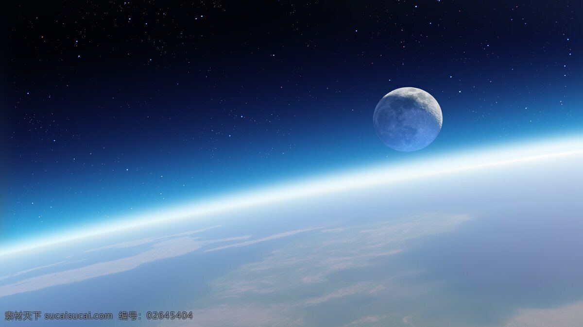 蓝色 太空 星球 唯美 星空 背景