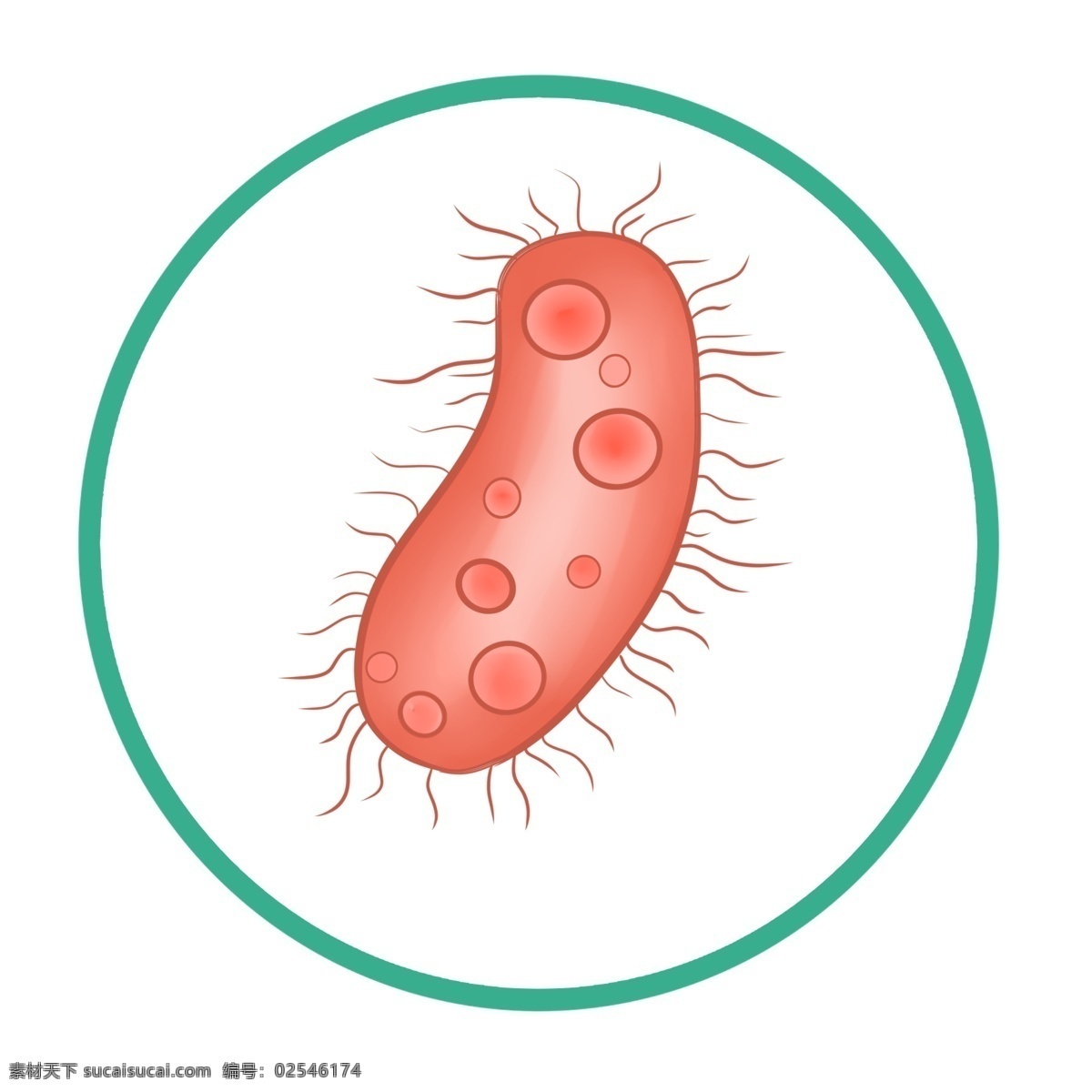 红色 卡通 细菌 插画 红色细菌 红色的触须 生物细菌 卡通细菌插画 红色的细胞 创意细菌插画