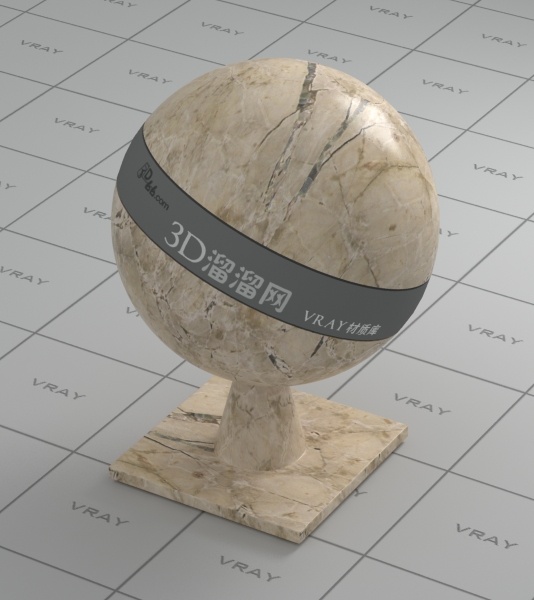 vray 大理石 材质 max9 米黄 有贴图 石料 亚光 3d模型素材 材质贴图