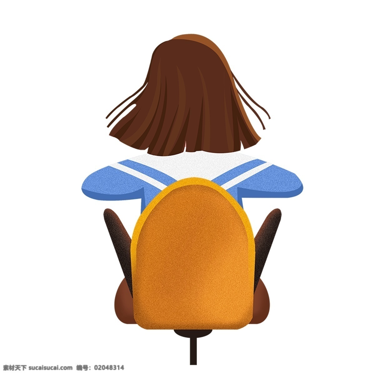人物 女孩 学习 背影 卡通 彩色 小清新 创意 手绘 绘画元素 现代 简约 装饰 图案