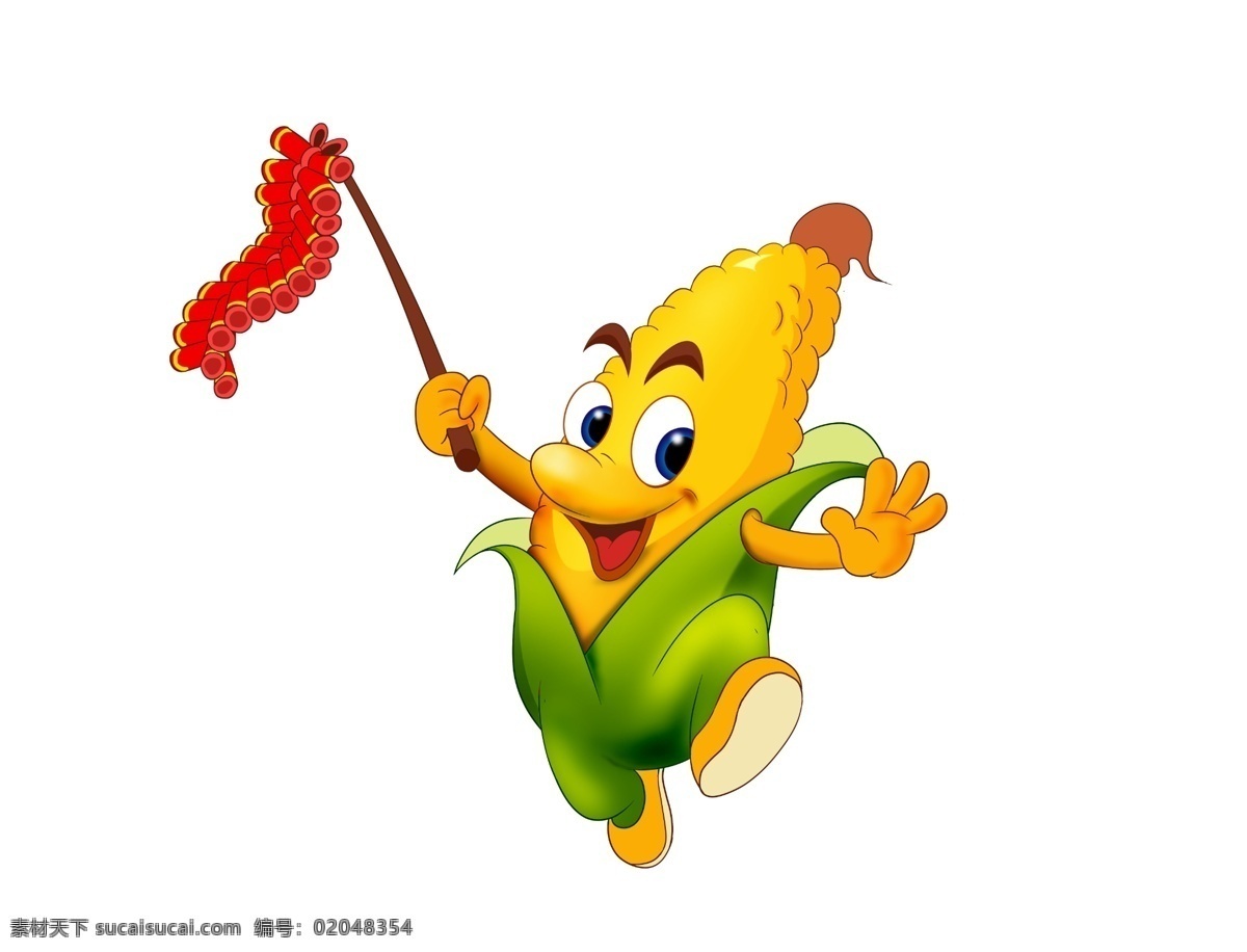 黄色 玉米 卡通 图案 鞭炮