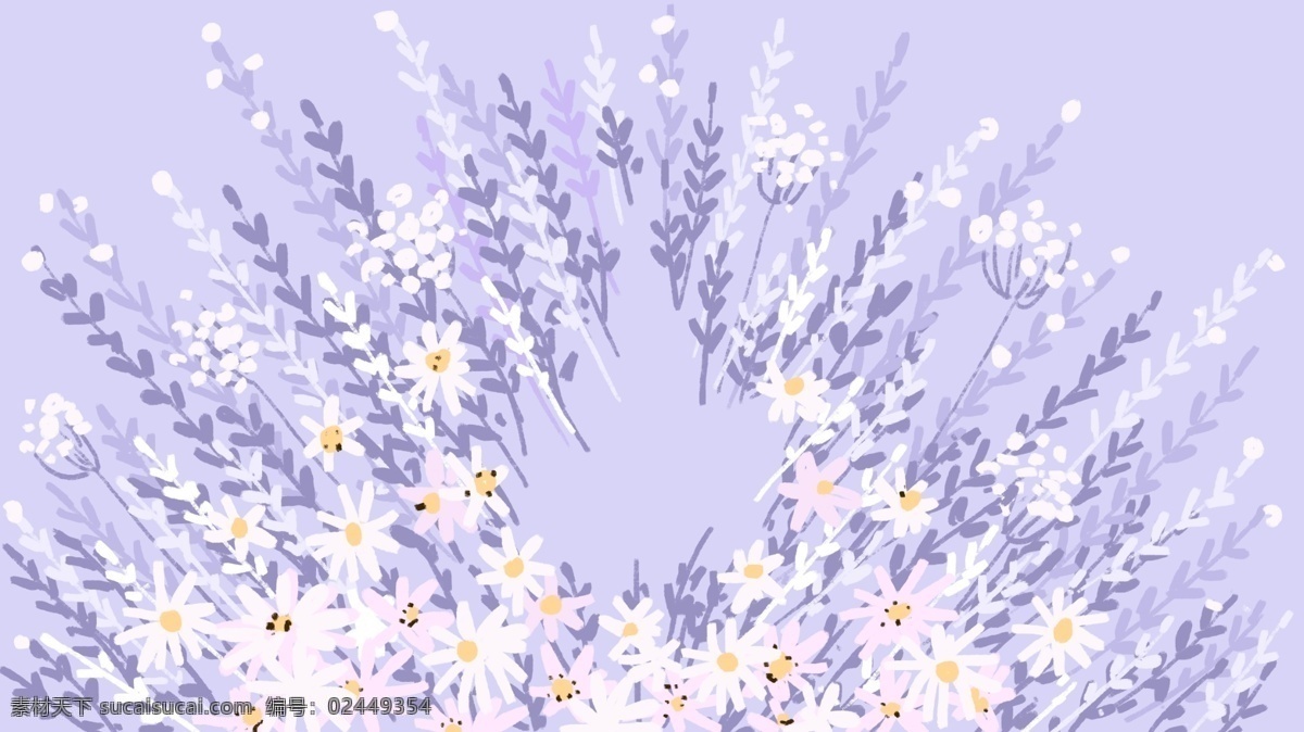 紫色 花束 白色 雏 菊 卡通 背景 雏菊