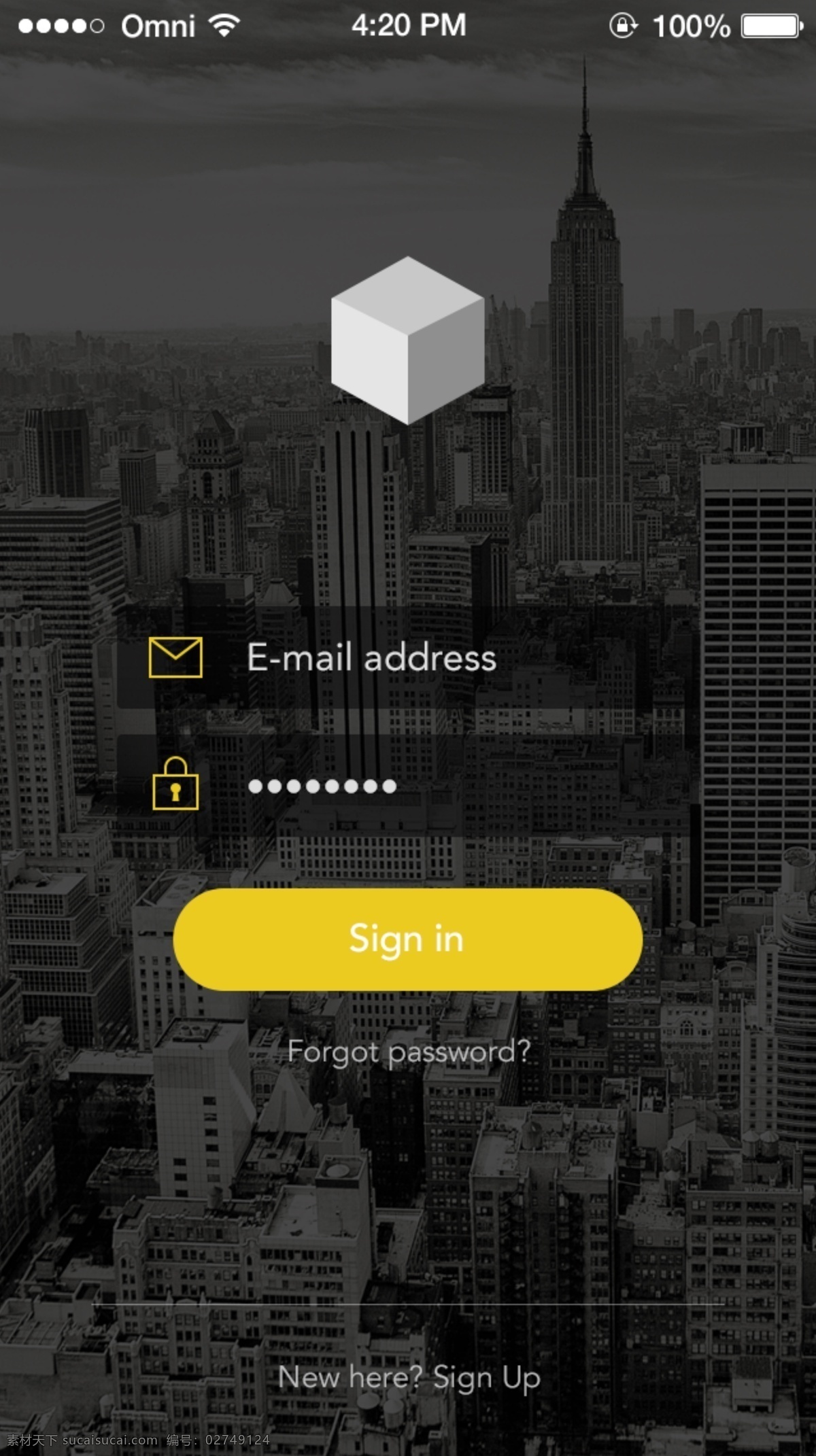 sign 登入 ui app 方塊 黃色 黑色