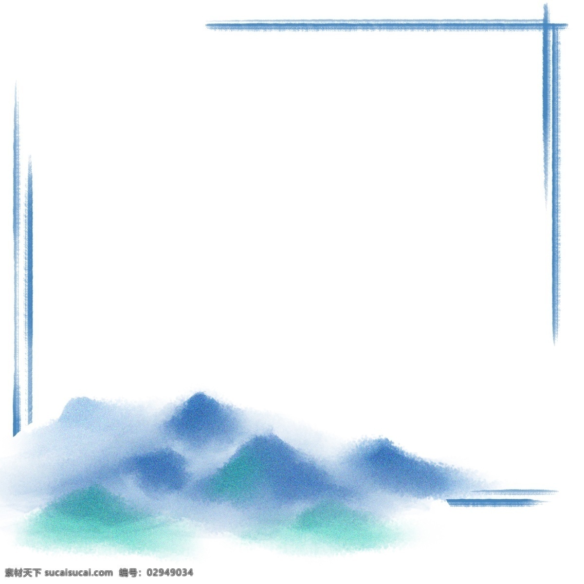蓝色 山丘 边框 插图 创意边框 蓝色边框 非主流边框 边框插画 山丘边框 特色山丘边框