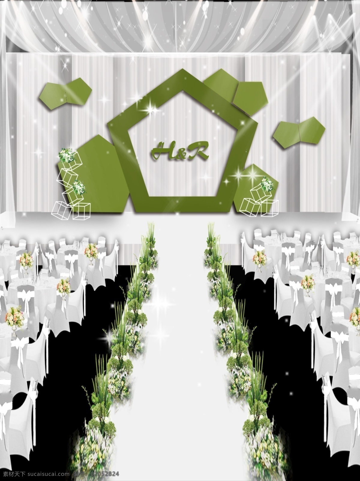绿色 简约 几何 形状 婚礼 效果图 抹茶绿 小清新 沙曼 几何形状 创意 ps 分层 源文件 闪光
