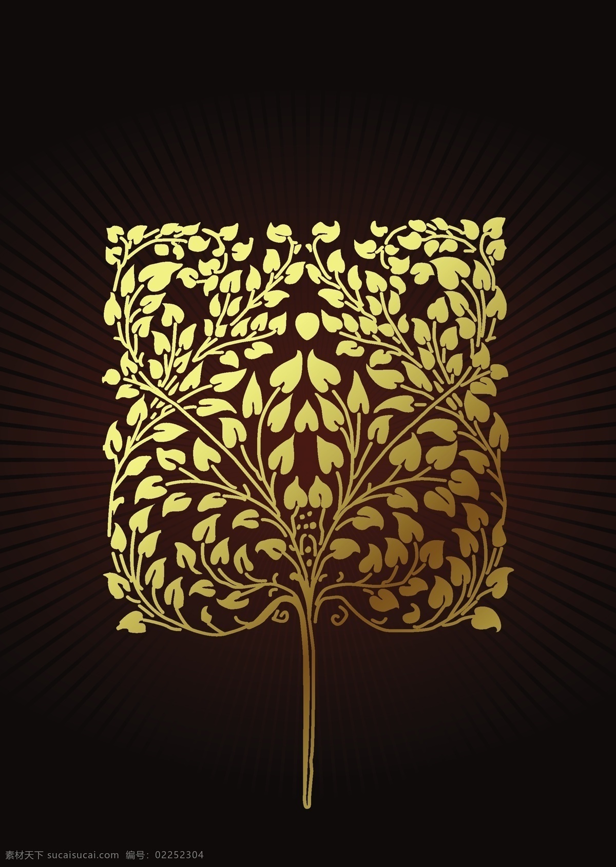 矢量 金色 树木 底纹 背景 封面 花纹 矢量素材