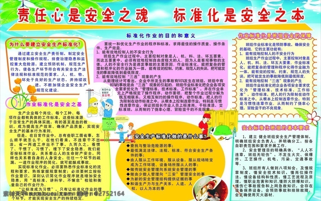 安全生产板报 安全板报 安全标准化 安全 板报 模板 安全责任 重在落实 展板模板 源文件 责任心 标准化 安全示意图 花 矢量