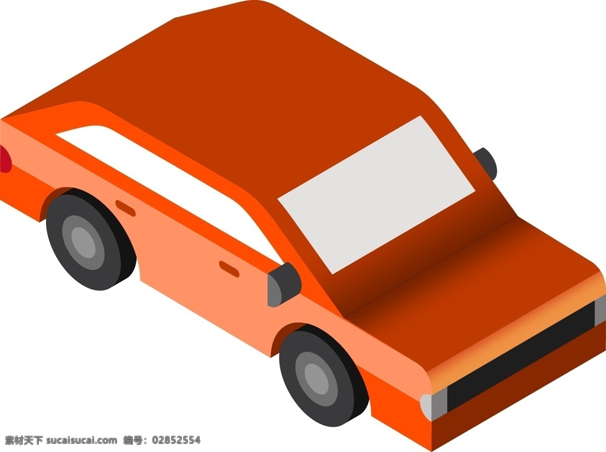 d 风格 汽车 行使 元素 商用 城市 橙色 交通 便利 2.5d 载人