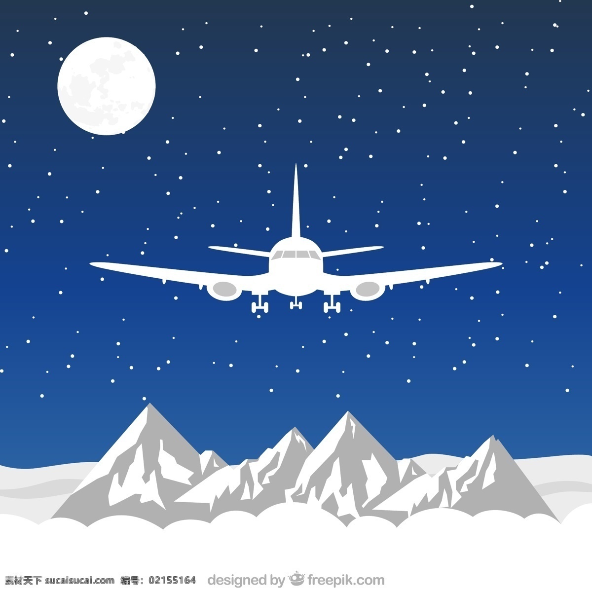 飞越 雪山 飞机图片 山脉 飞机 月亮 矢量图 格式 矢量 高清图片