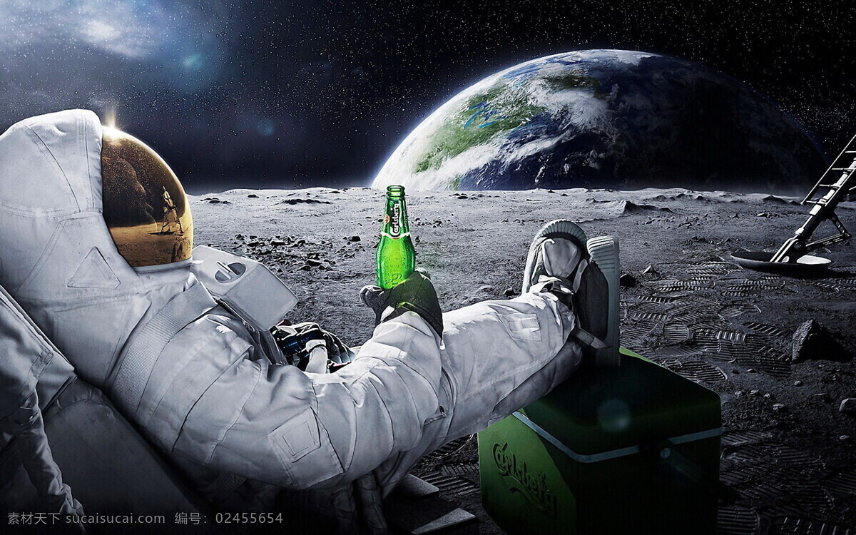 登月 宇航员 喝 品牌 饮料 品味 地球 生活 喝汽水 外天空 外星 宇航 可乐 汽水 宇宙 躺 月亮 观望