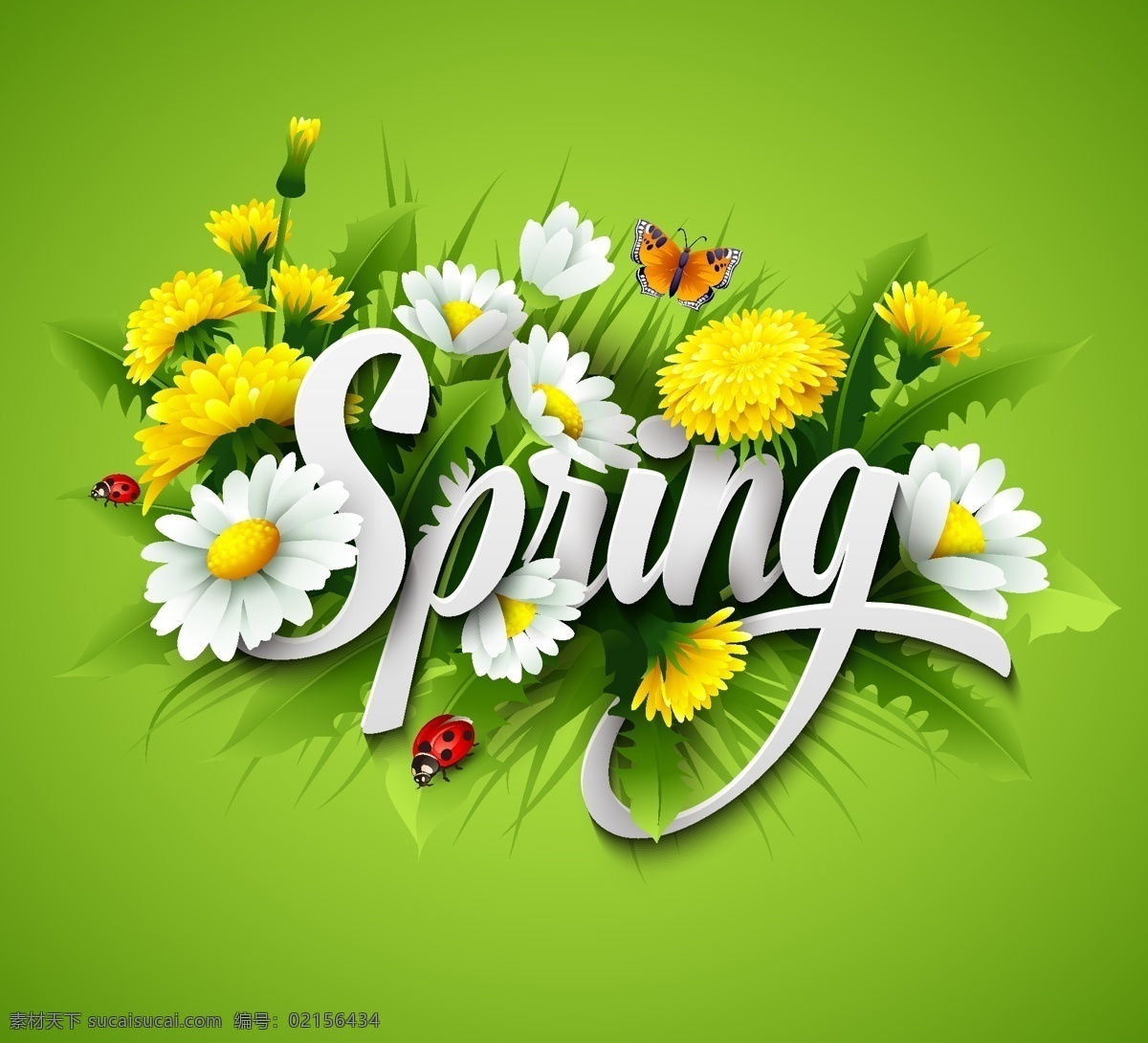 春季 打折优惠 英文字母 艺术字 春天海报 卡通鲜花 花朵 美丽鲜花 矢量 高清图片