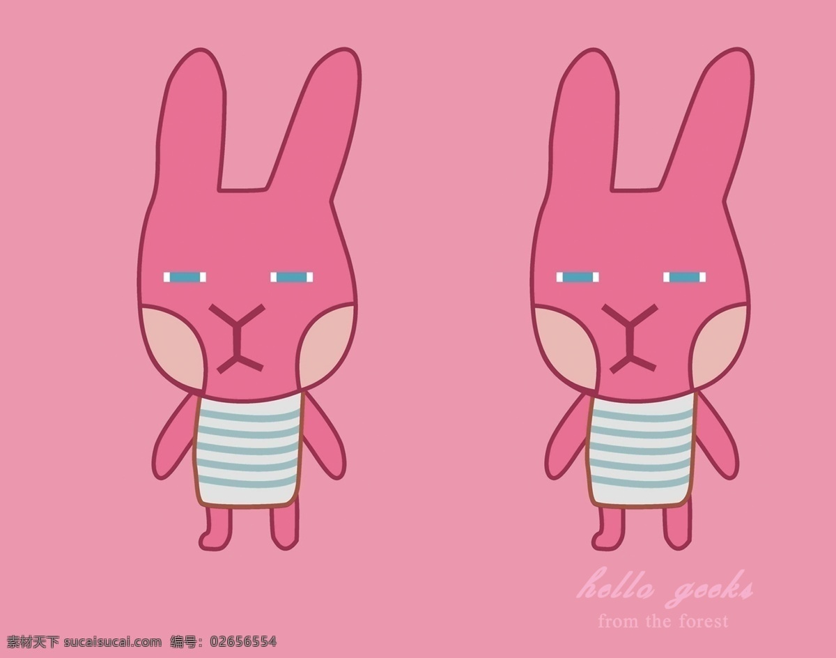 卡通 小 兔 卡通动物 卡通小兔子 手绘 粉色 兔子 森林系列 动漫 可爱