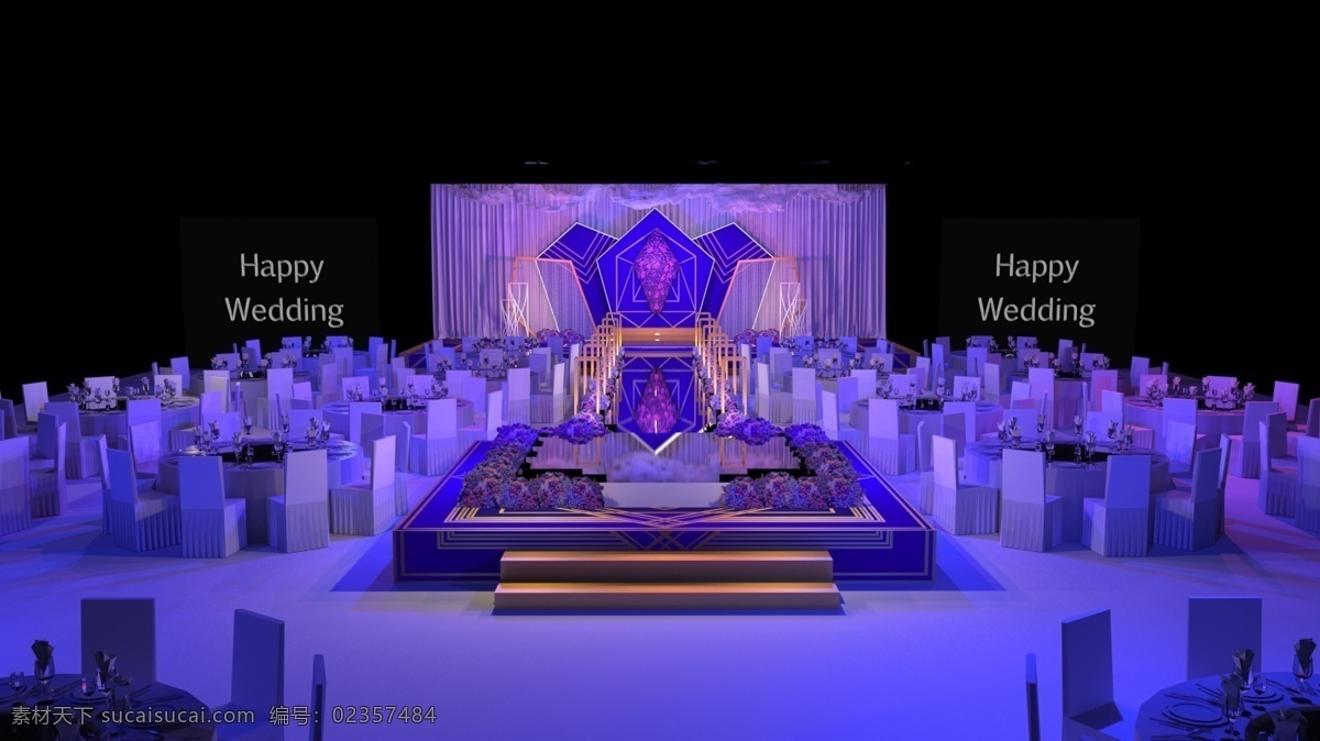 婚礼 主 舞台 远景 唯美 蓝紫色 高端 欧式 主舞台 文化艺术