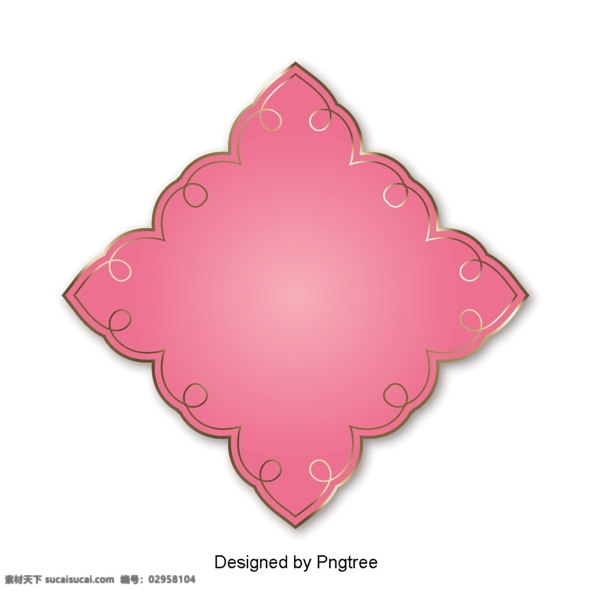简单的边界 卡通 极 简 主义 粉红 花纹 纹理 边界 框 插图