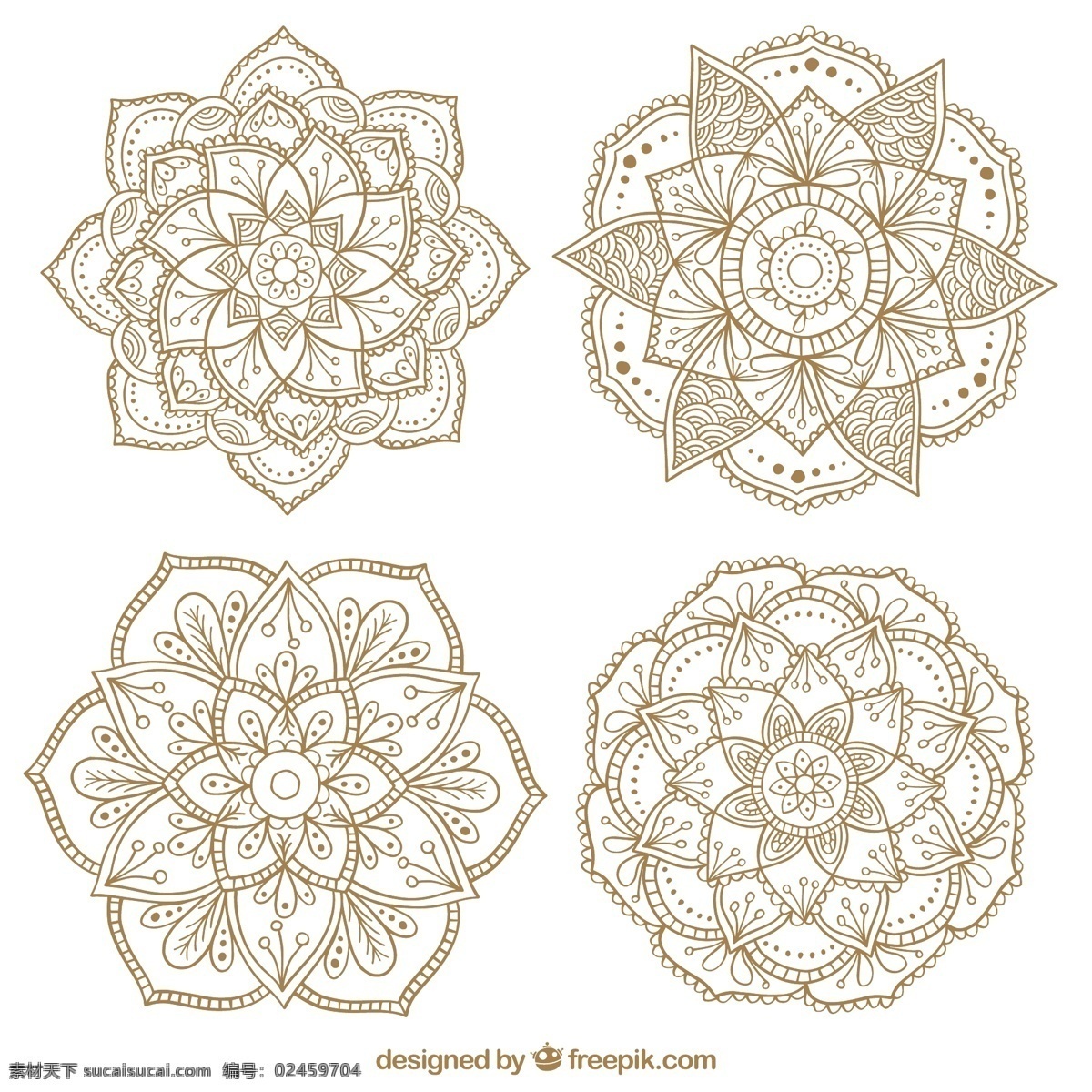 手绘 棕色 曼陀罗 花纹 手绘棕色 曼陀罗花纹