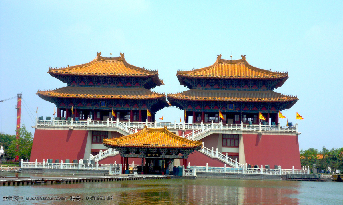 清明上河园 开封 亭子 亭楼 河水 树木 蓝天白云 历史名城 古建筑 国内旅游 旅游摄影