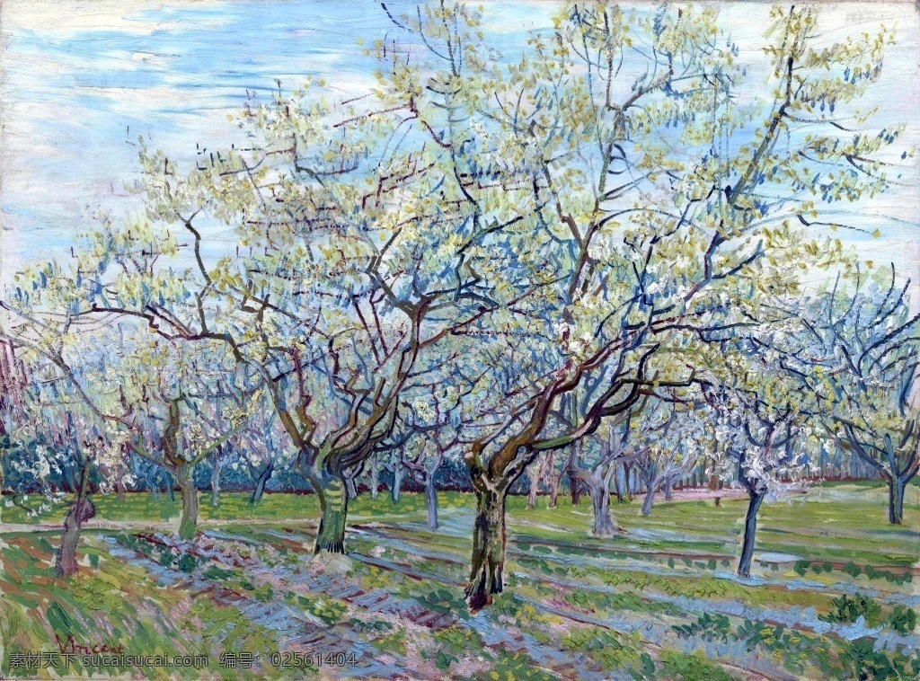 现代 欧式 莫 奈 油画 梨花 田 挂画 装饰画 莫奈油画 梨花田