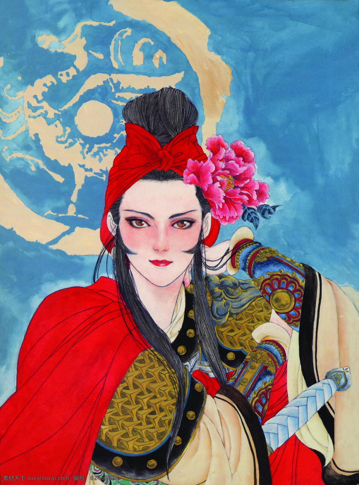 皇名月 画趣 国风 水墨 巾帼英雄 红娘子 印章 瓦当汉纹 牡丹 动漫动画 动漫人物 皇 名 月 lt 画 趣 gt 设计图库