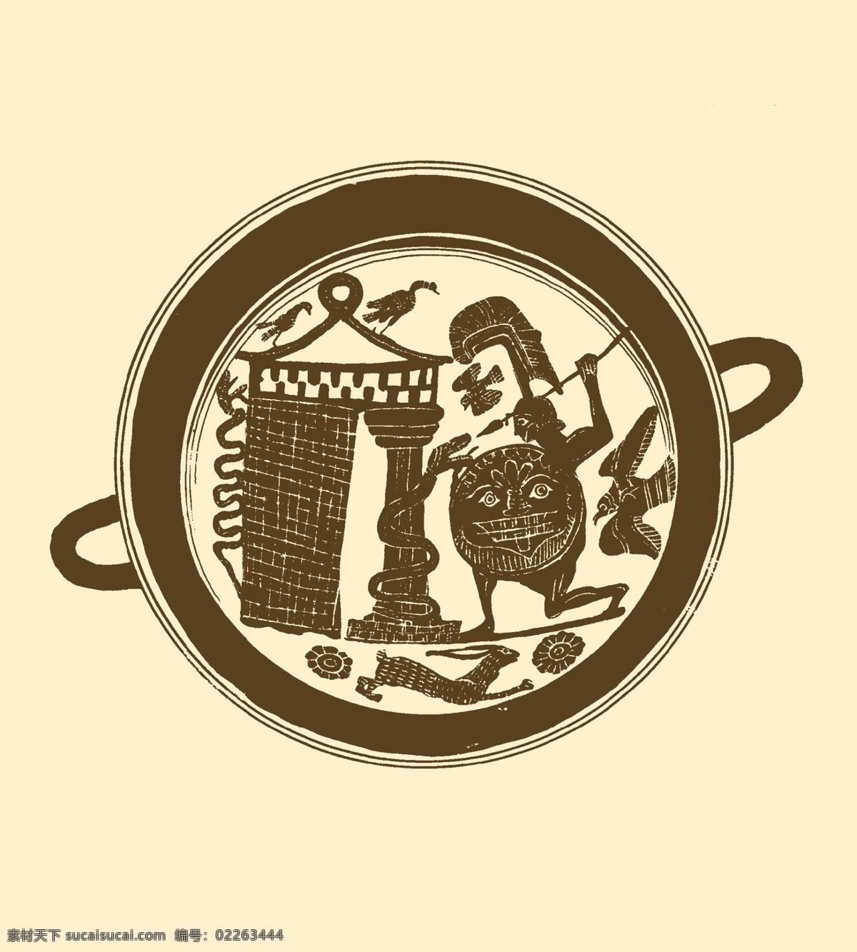 埋伏 阿喀琉斯 希腊瓶画 希腊 瓶画 装饰画 陶器 红绘式 黑绘式 美术 陶瓷 古典 分层 源文件