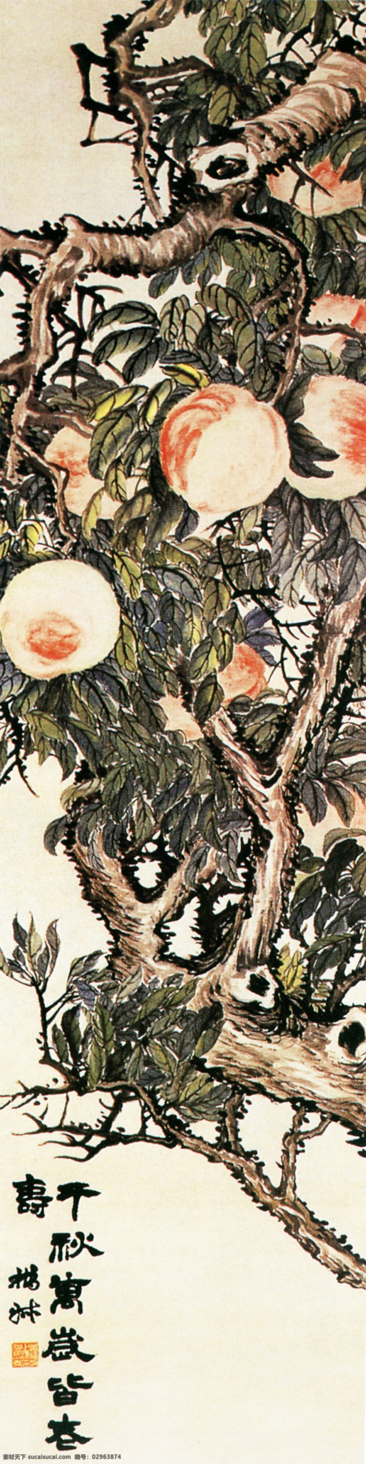 寿桃免费下载 工笔 国画 花鸟 名画 寿桃 水墨 写意 中国画 中华传世国画 文化艺术