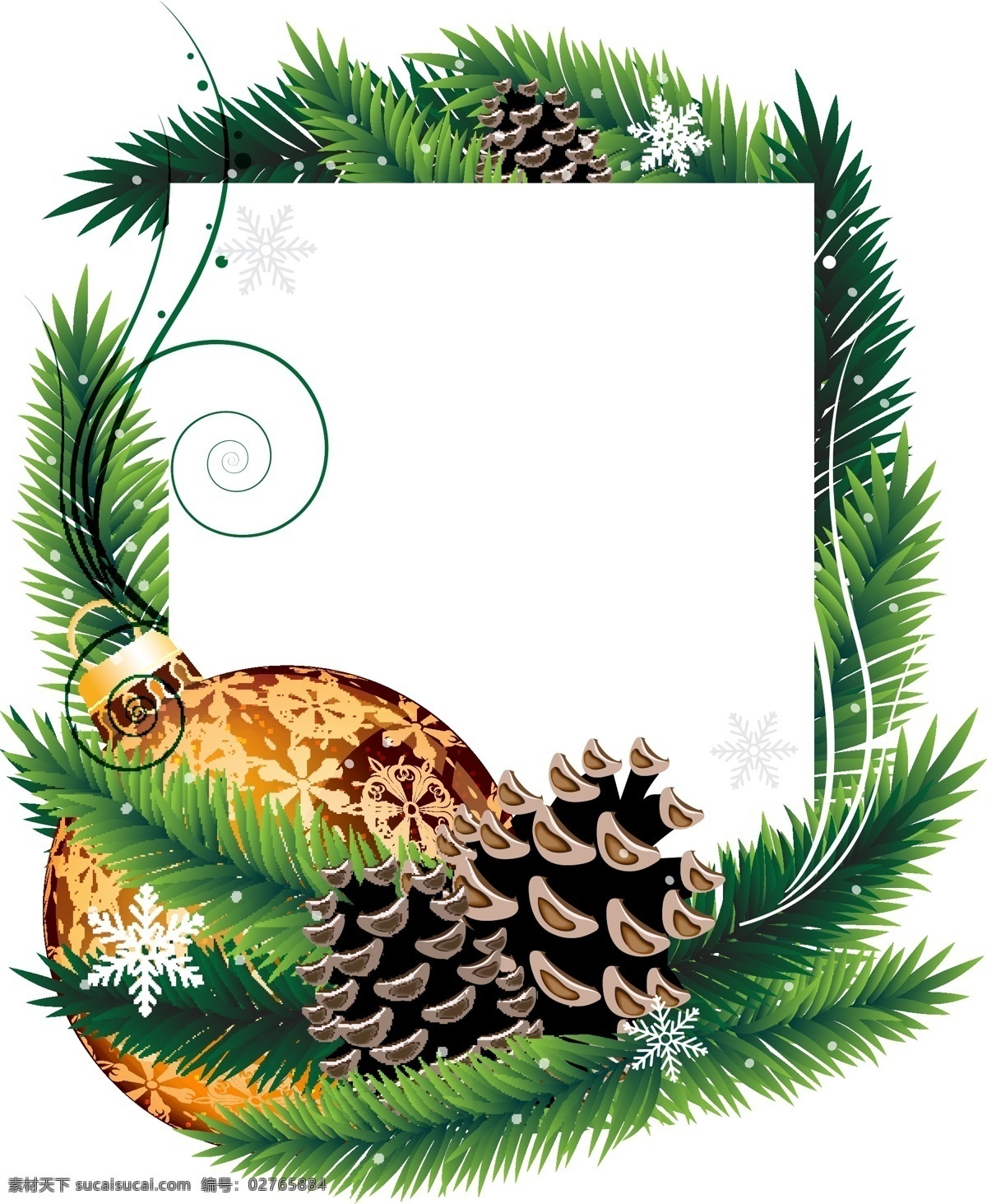 圣诞节 新年背景 绿色松树枝 圣诞球 松果 圣诞装饰素材 圣诞节海报 2015 年 新年 羊年 矢量 文化艺术 节日庆祝