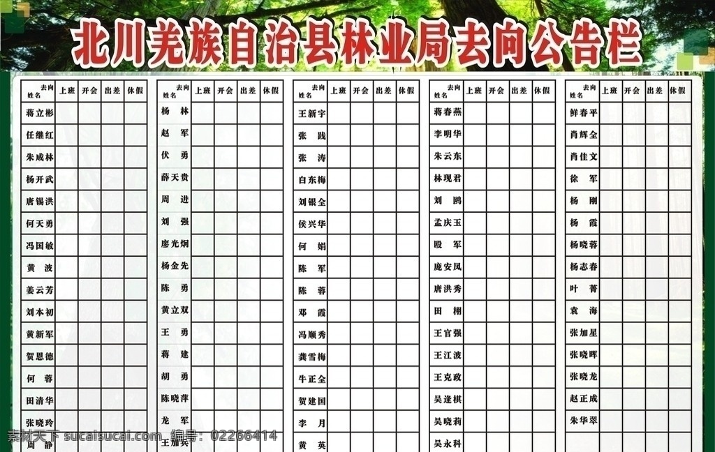 林业局 去向牌 公示牌 矢量