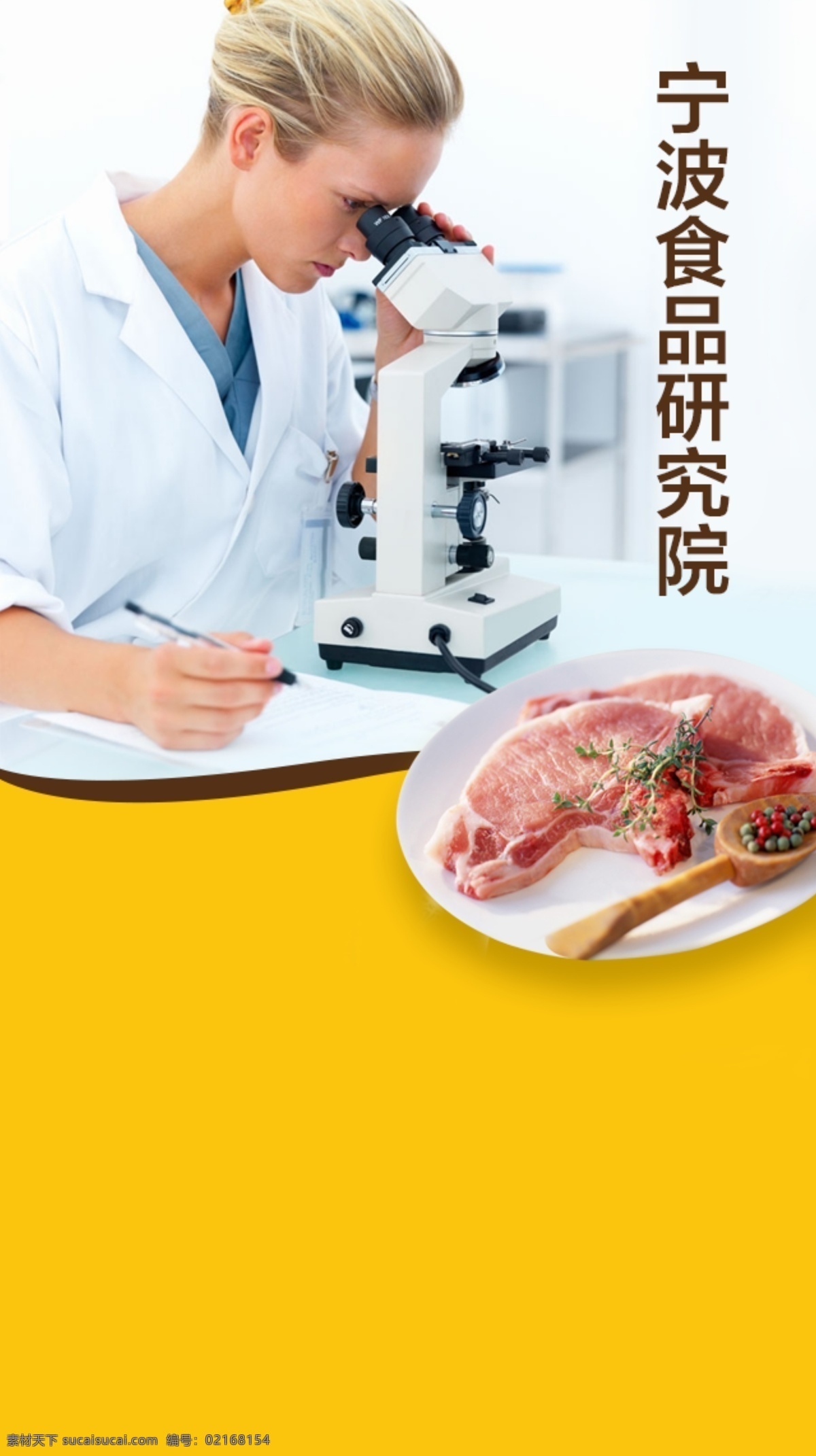 食品检测海报 肉类 检测 黄色