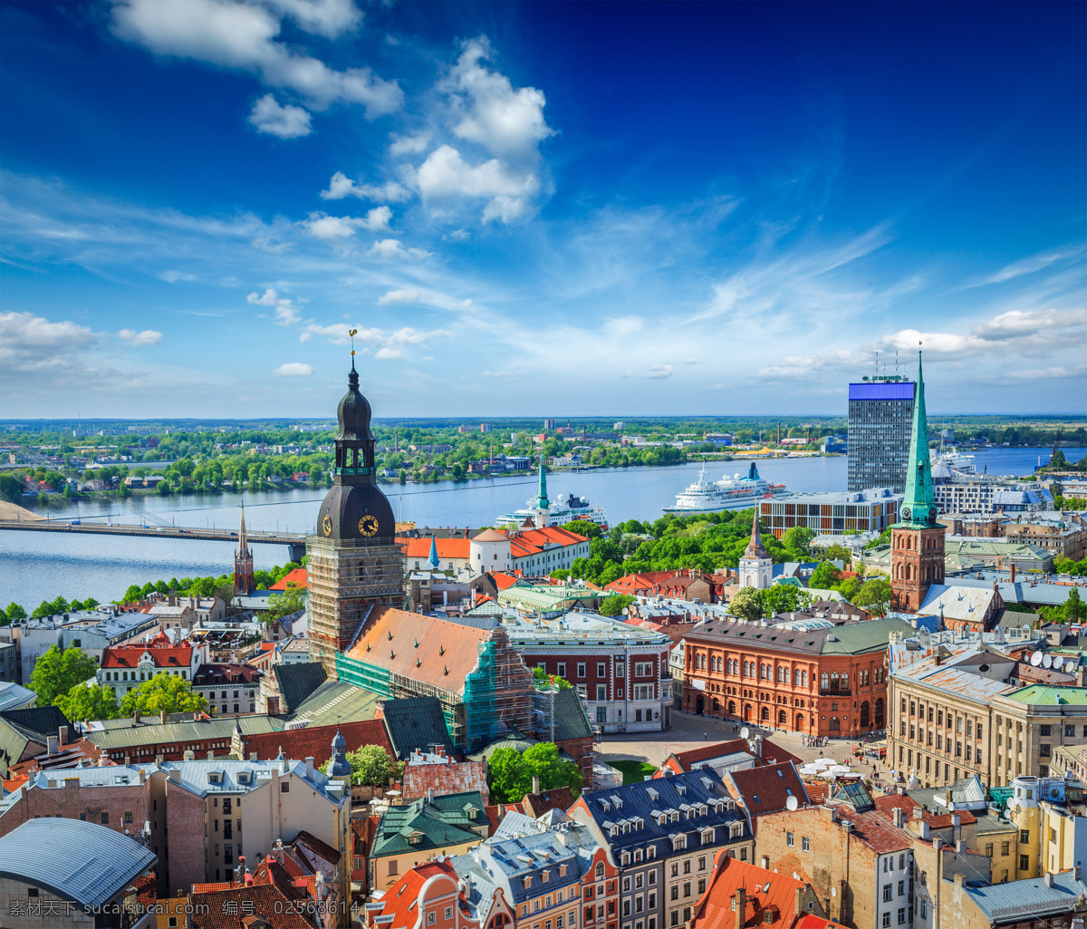 欧洲 小镇 风景 照片 时 钟楼 建筑 河流 蓝天 建筑园林 建筑摄影