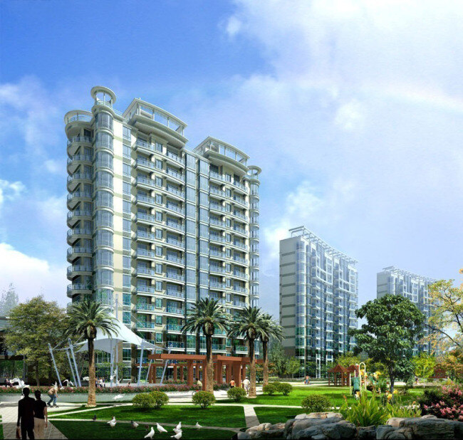 max 时尚 现代 风格 高档 住宅楼 3d 模型 蓝色
