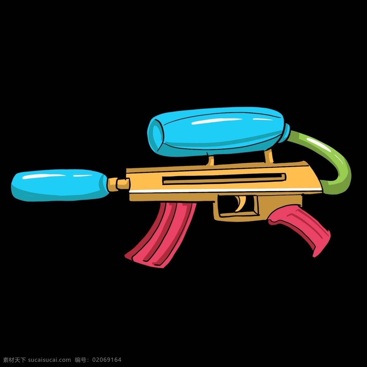 玩具 水枪 装饰 插画 玩具水枪 漂亮的水枪 黄蓝色水枪 儿童水枪 水枪装饰 水枪插画 立体水枪