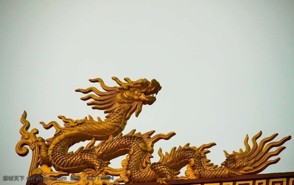 龙雕塑 旅游照 龙 雕塑 云彩 建筑园林
