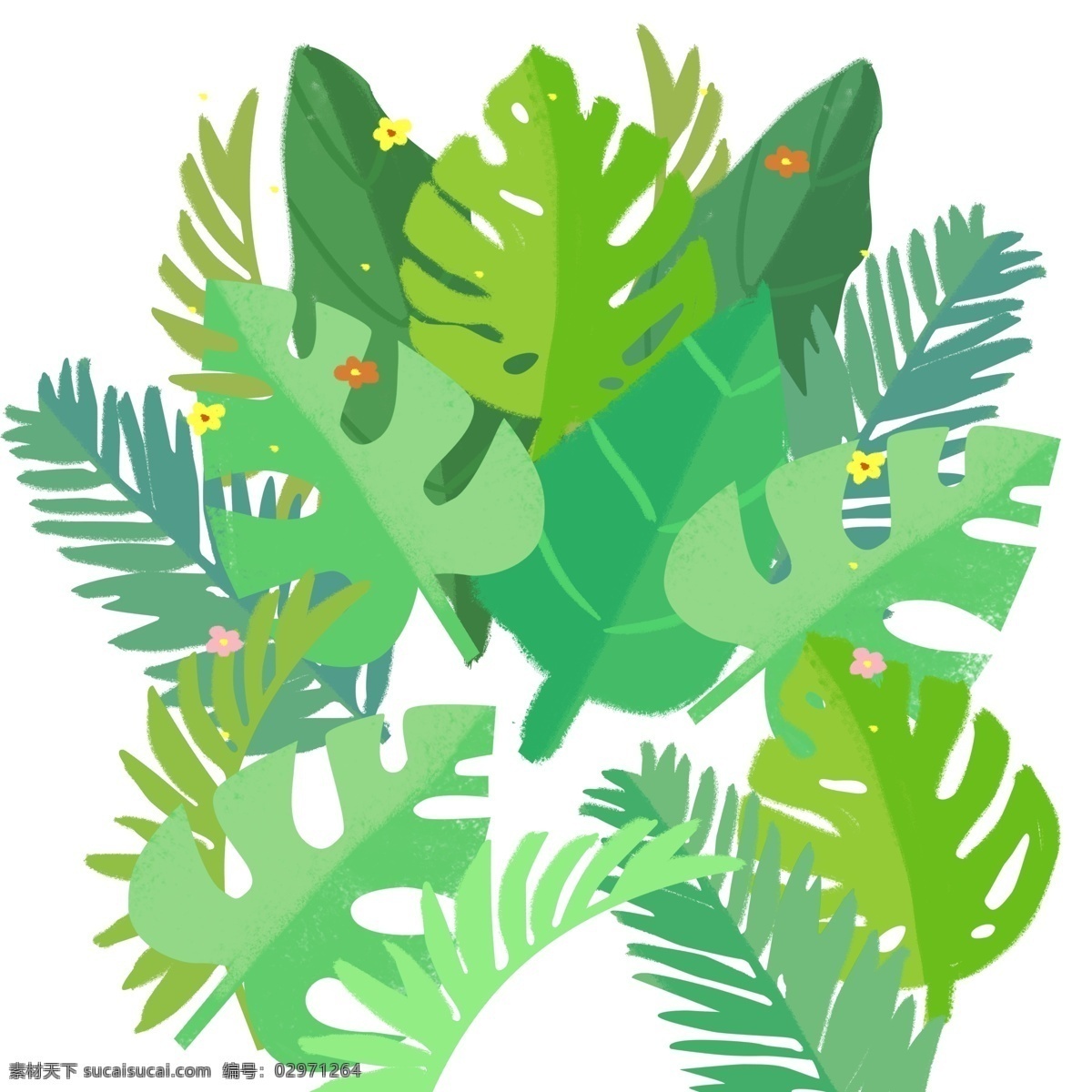 堆 绿色 树叶 图案 元素 夏天 绿叶 一堆树叶 绿叶图案 元素设计 创意元素 手绘元素 免抠元素